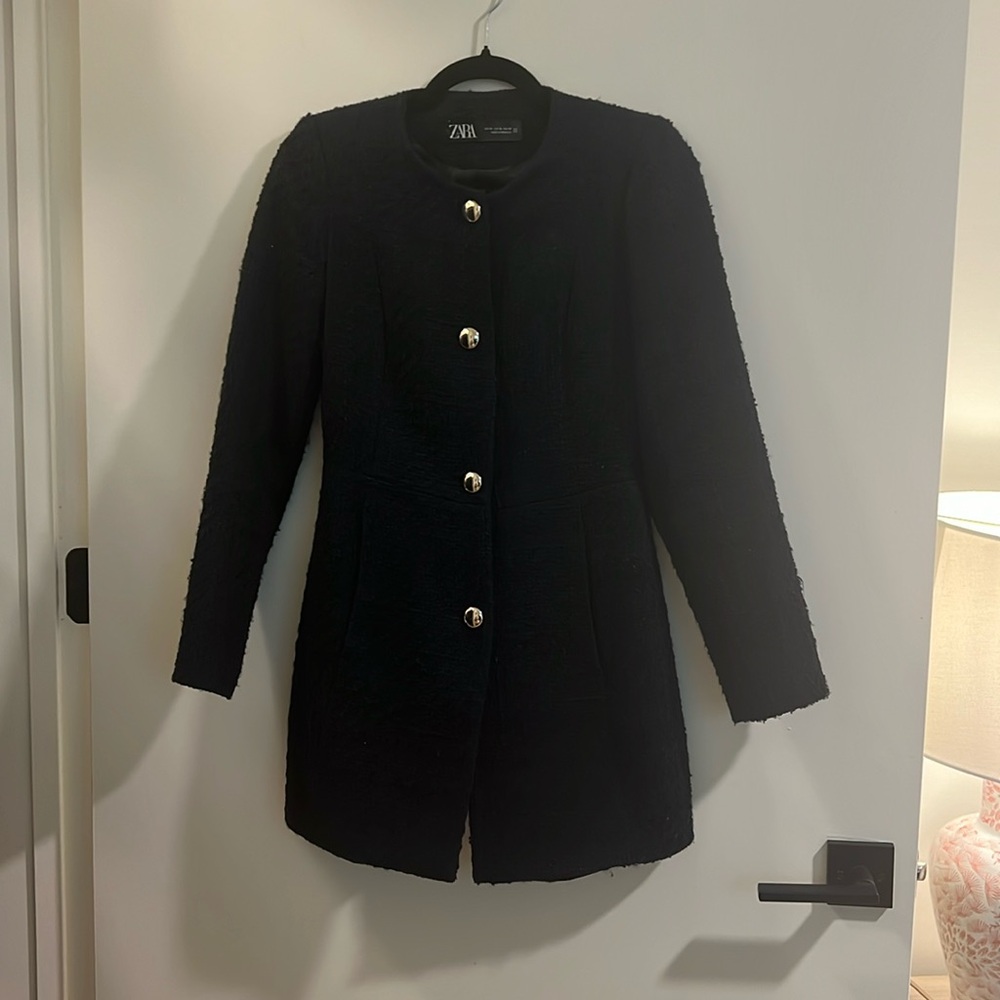 Zara tweed Blazer dark navy